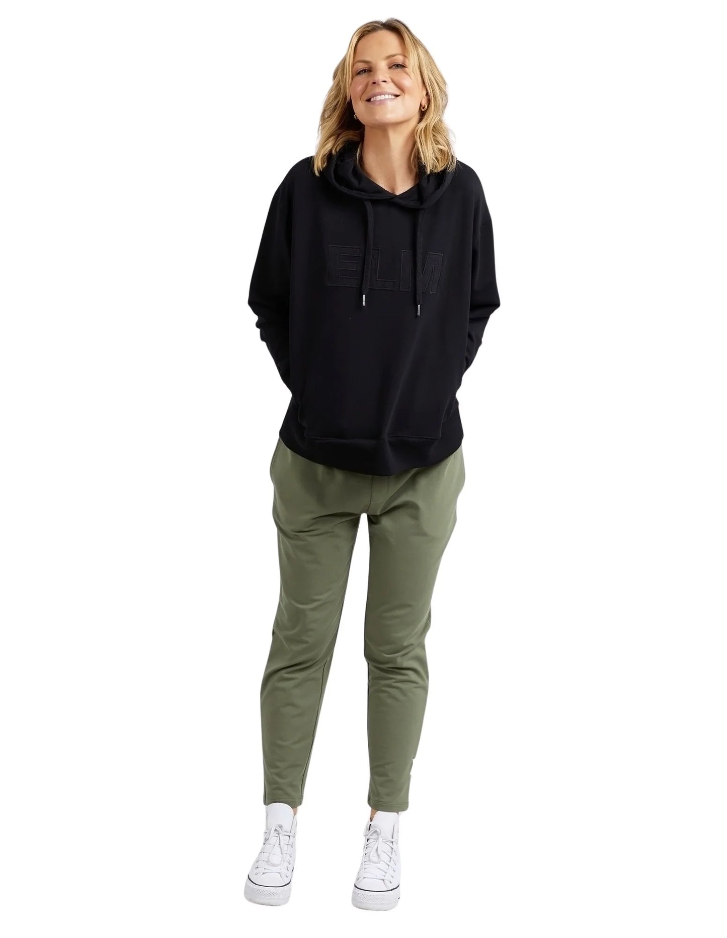 ELM APPLIQUE HOODY BLACK