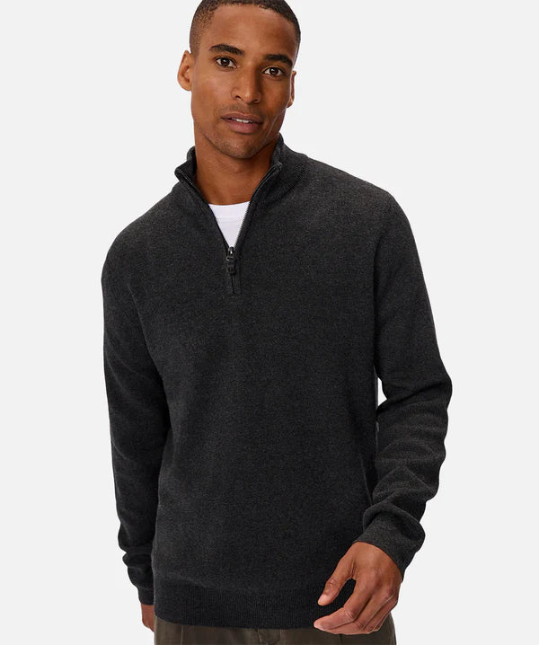INDUSTRIE THE LAKEWOOD ZIP NECK KNIT CHARCOAL 2.0