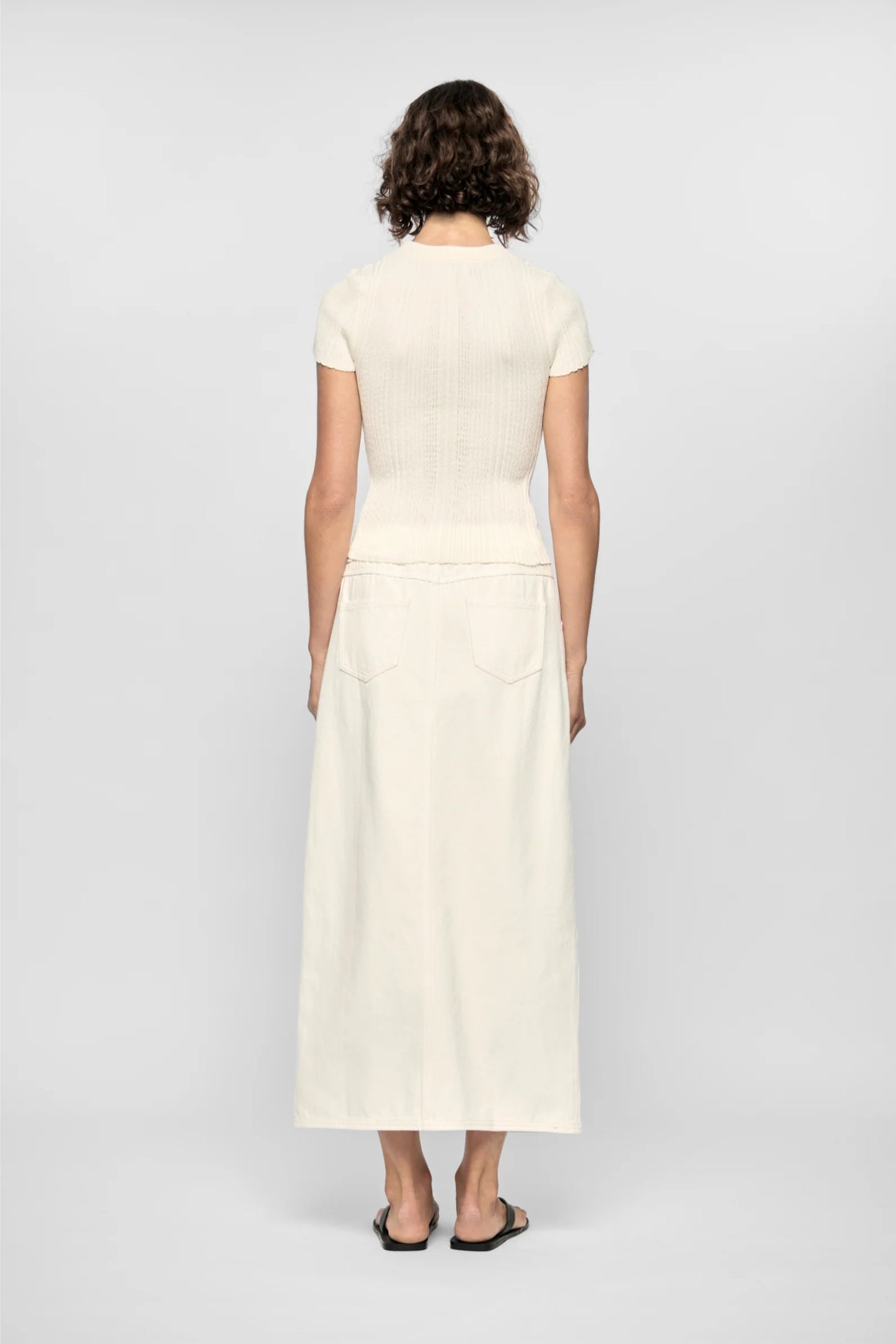STAPLE THE LABEL MAYA RIBBED KNIT TEE WHITE