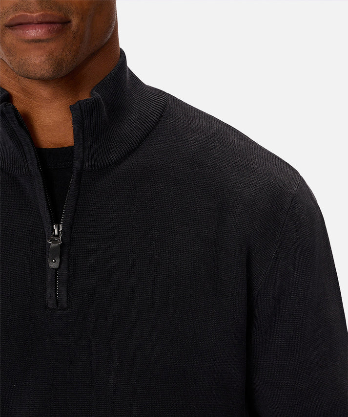 INDUSTRIE THE LAKEWOOD ZIP NECK KNIT WASHED BLACK