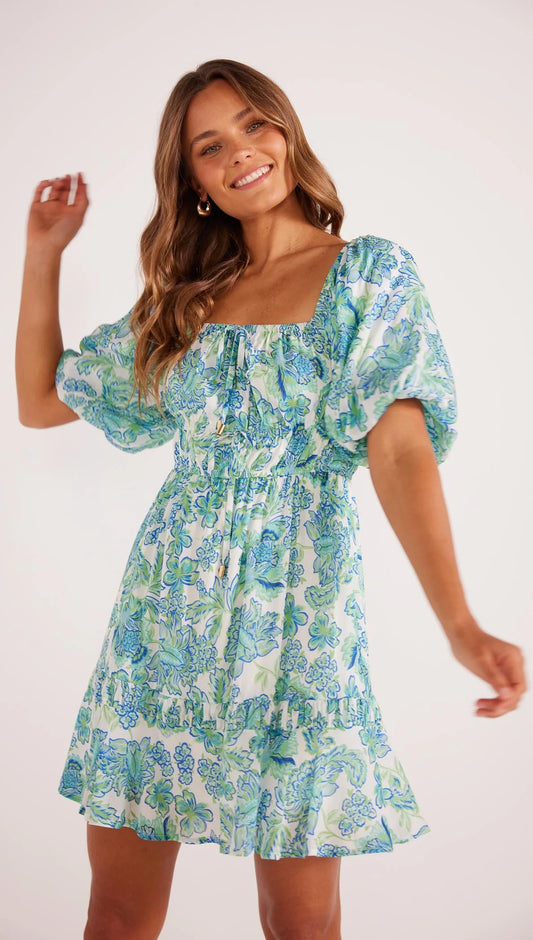 MINKPINK ALESSIA MINI DRESS BLUE FLORAL