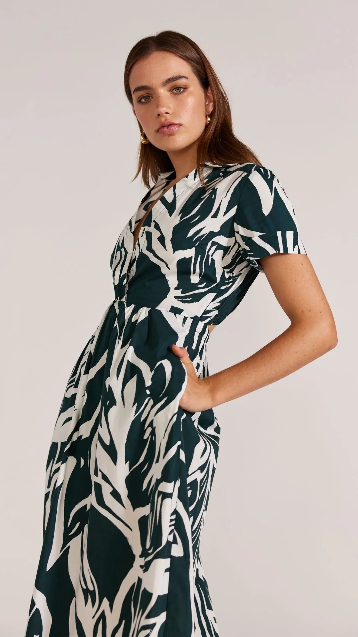 STAPLE THE LABEL AMARA SHIRT DRESS TEAL/WHITE