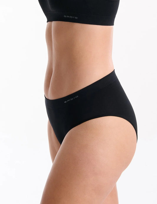 Ambra Pure Basics Midi Brief 2 Pack Box | Black