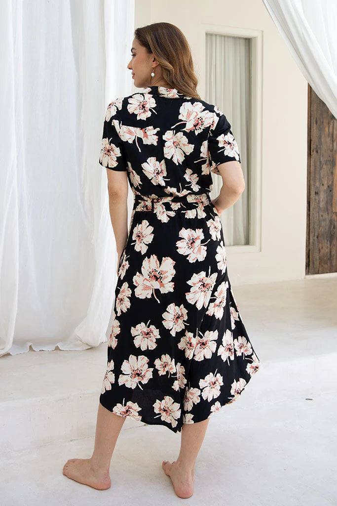 BUDDHA WEAR AVELINE MIDI DRESS HIBISCUS