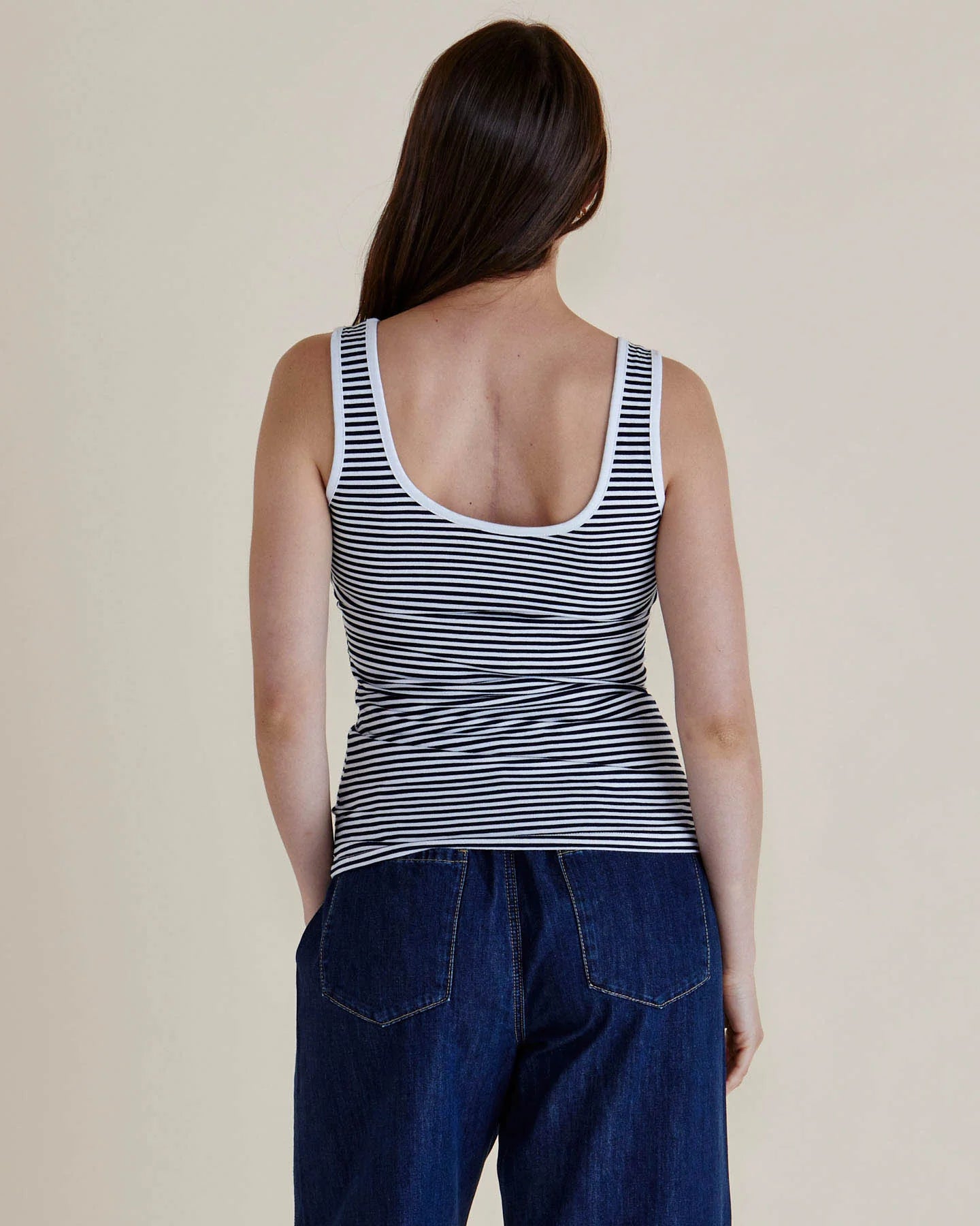 BETTY BASICS EMMA SCOOP TANK NAVY STRIPE