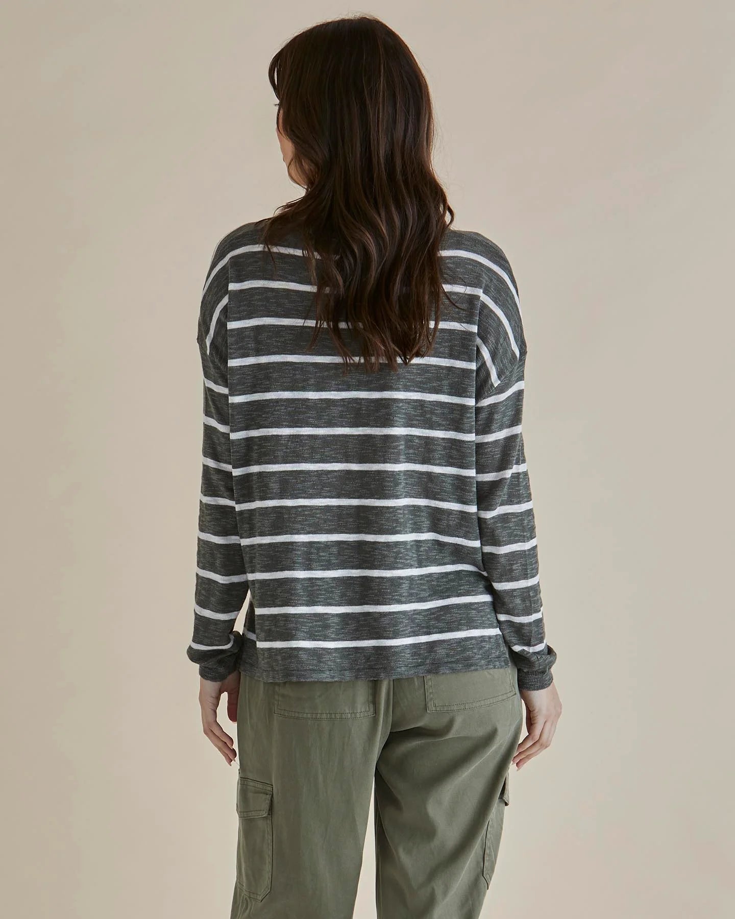 BETTY BASICS NATASHA KNIT TOP GREEN STRIPE