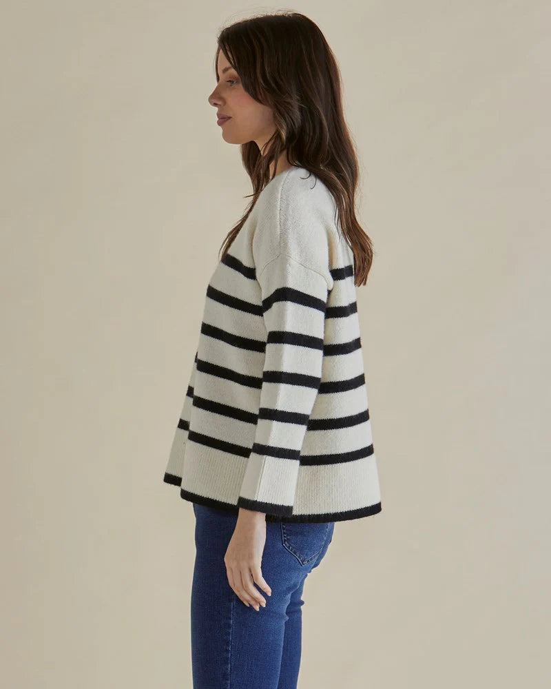 BETTY BASICS EDITH KNIT JUMPER CREAM/BLACK STRIPE