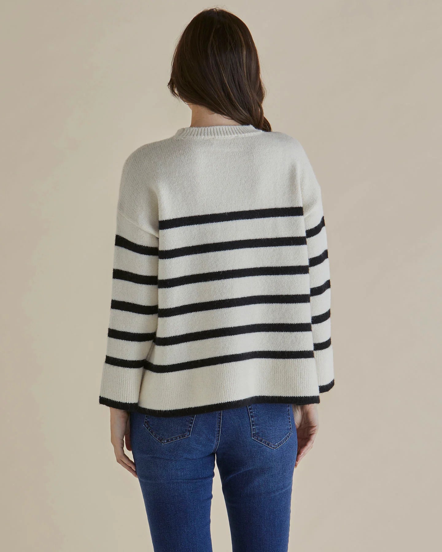 BETTY BASICS EDITH KNIT JUMPER CREAM/BLACK STRIPE