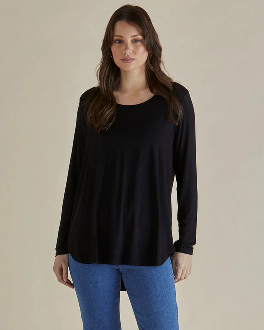 BETTY BASICS YASMIN LONG SLEEVE TOP BLACK