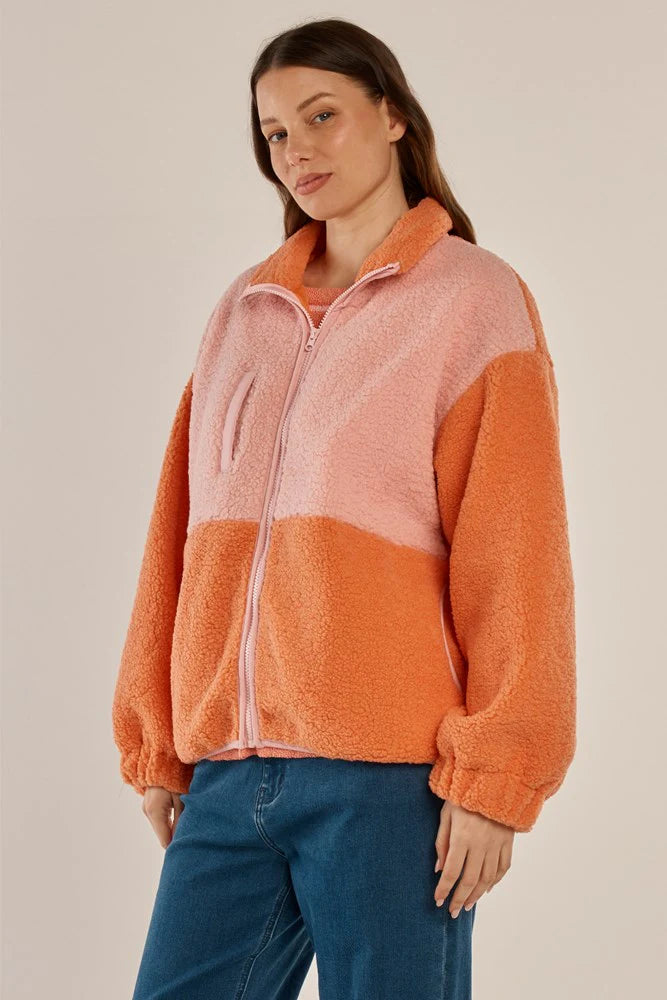 Betty Basics Jayne Fleece Jacket | Pink Orange