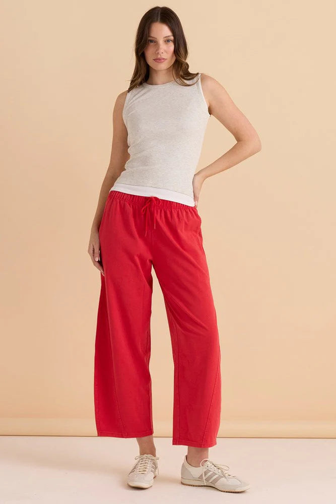 Betty Basics Barrel Leg Sweatpants | Red