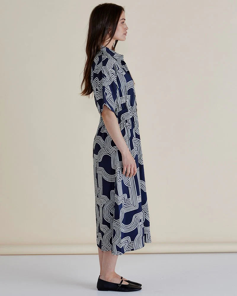 BETTY BASICS SKYE DRESS NAVY GEO