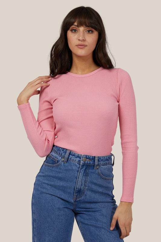 ALL ABOUT EVE EVE RIB BABY LONG SLEEVE PINK