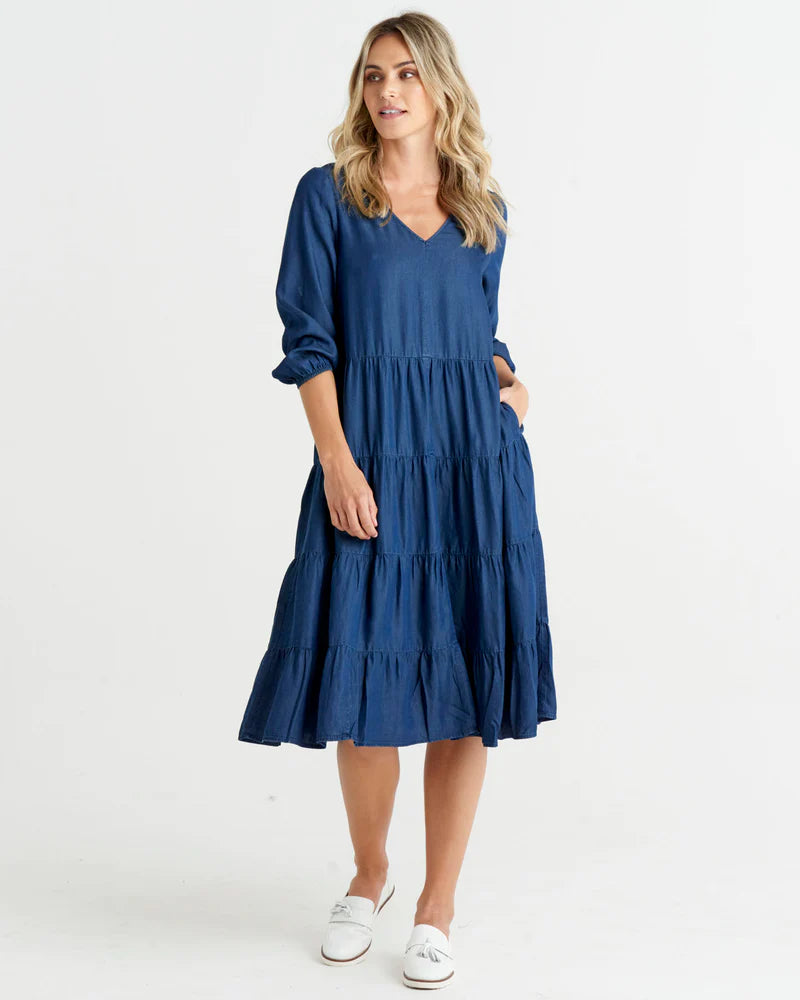 BETTY BASICS JANIE DRESS BLUE HAZE