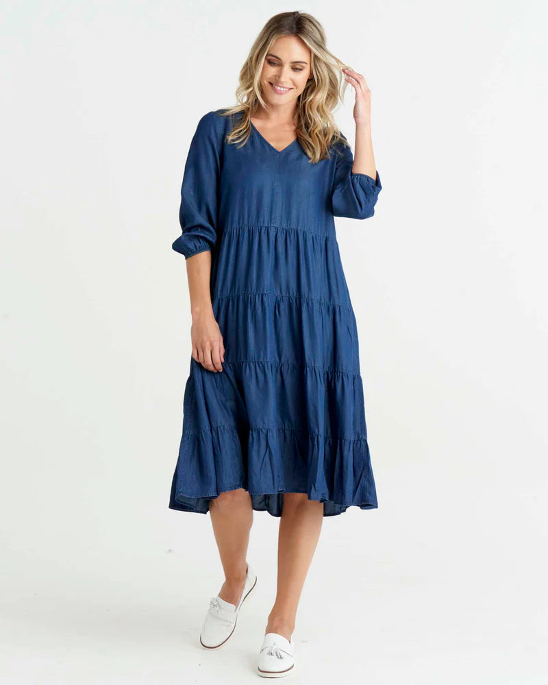 BETTY BASICS JANIE DRESS BLUE HAZE