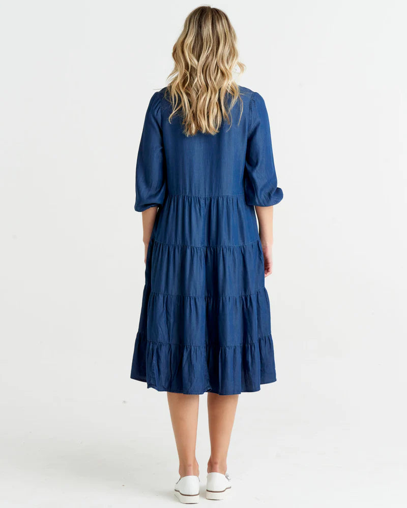 BETTY BASICS JANIE DRESS BLUE HAZE