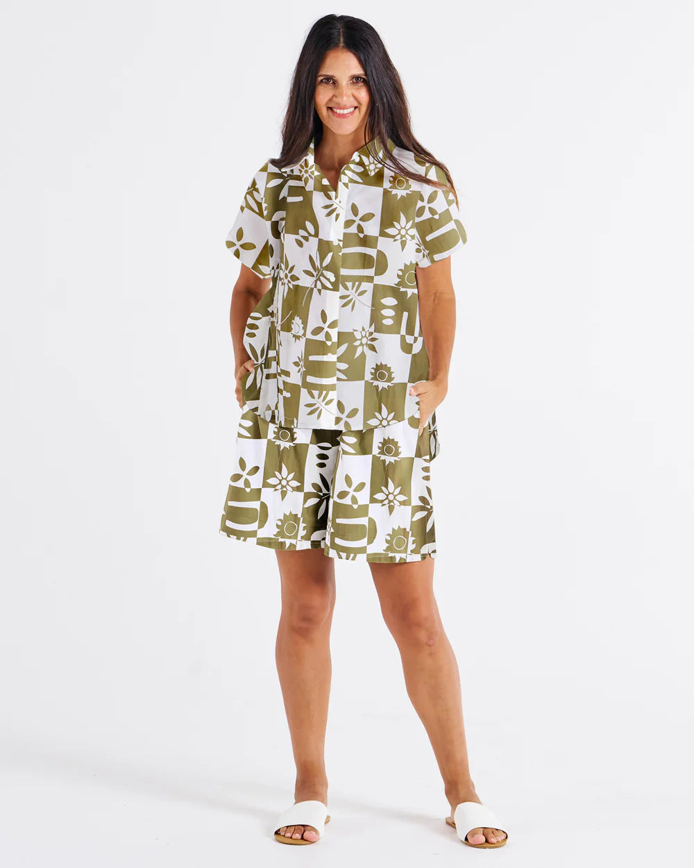 BETTY BASICS MARA SHORT SLEEVE SHIRT GEO FLORAL