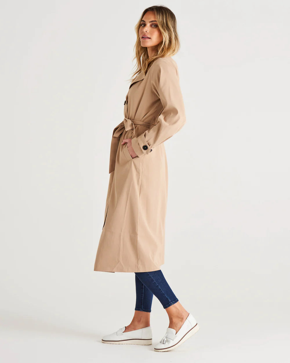 BETTY BASICS ZIMMER TRENCH COAT SAND