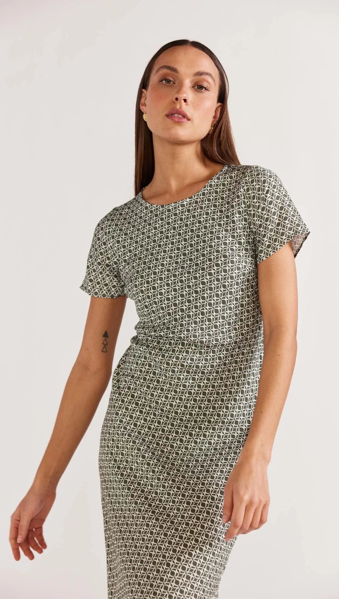 STAPLE THE LABEL CYPRUS BIAS MIDI DRESS SAGE
