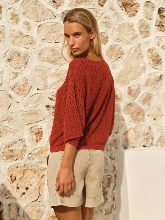 Fate + Becker Mila Pointelle Top | Red Clay