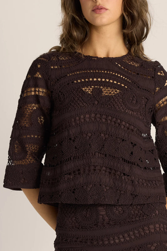 Fate + Becker Gaia Lace Top | Chocolate