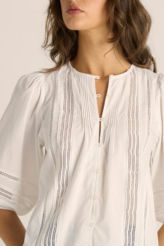 Fate + Becker Freya Lace Trim Blouse | White