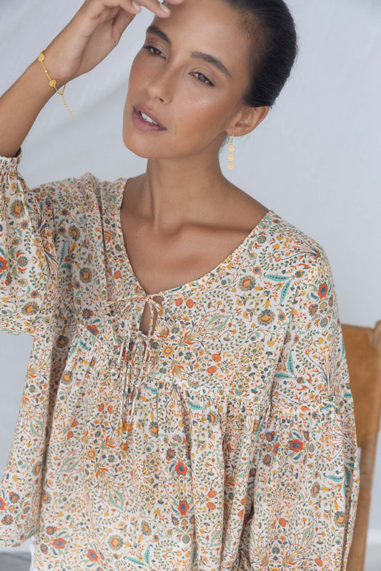 Humidity Lara Blouse | Almond Print