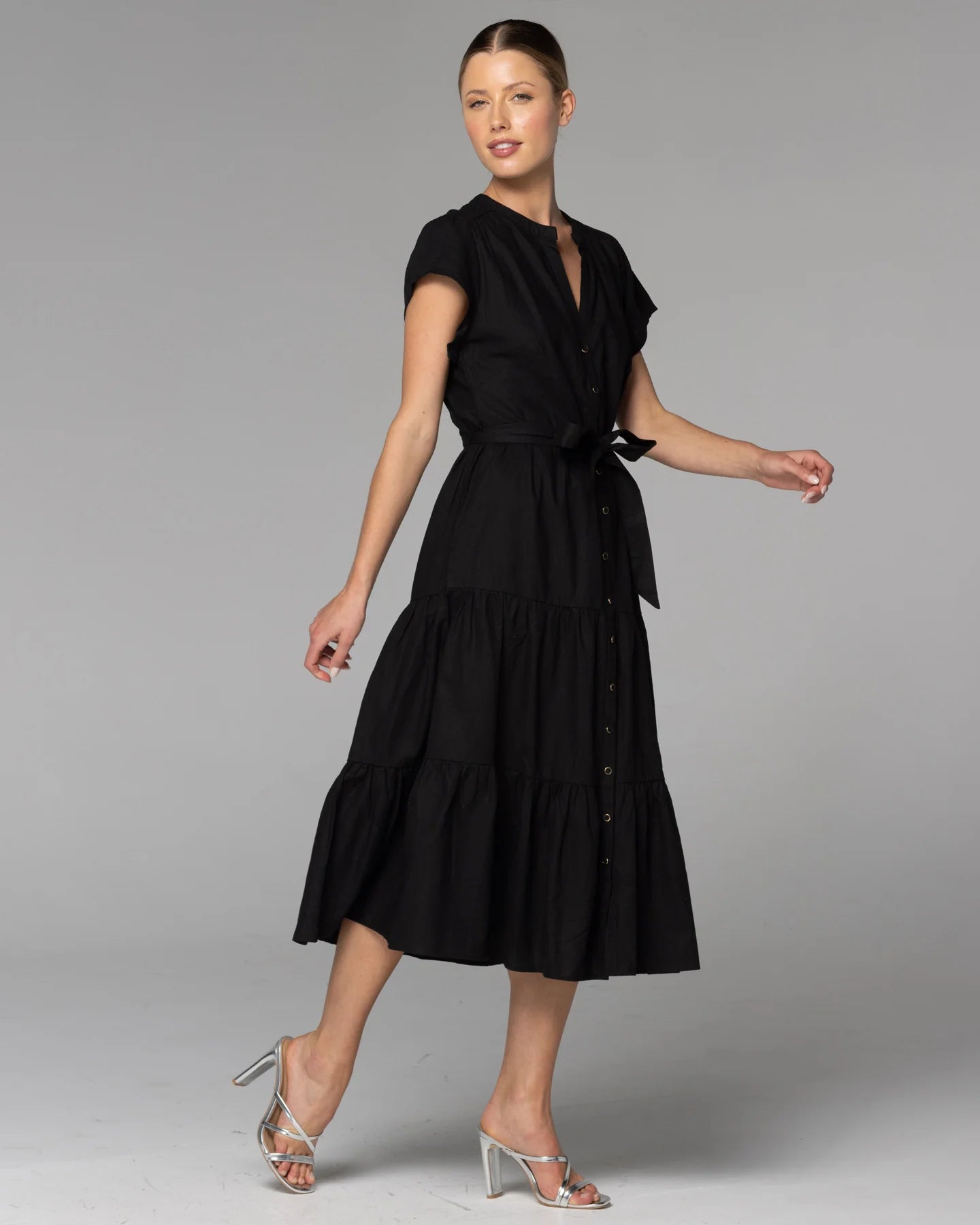 FATE+BECKER HIGHER GROUND MIDI SHIRT DRESS BLACK