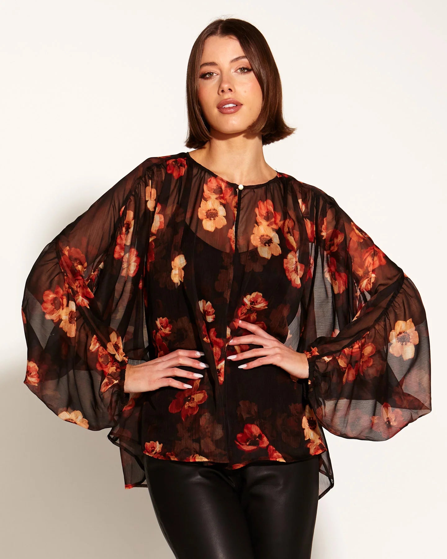 FATE+BECKER BLOOM BATWING SLEEVE SHIRT ROSE DUST FLORAL