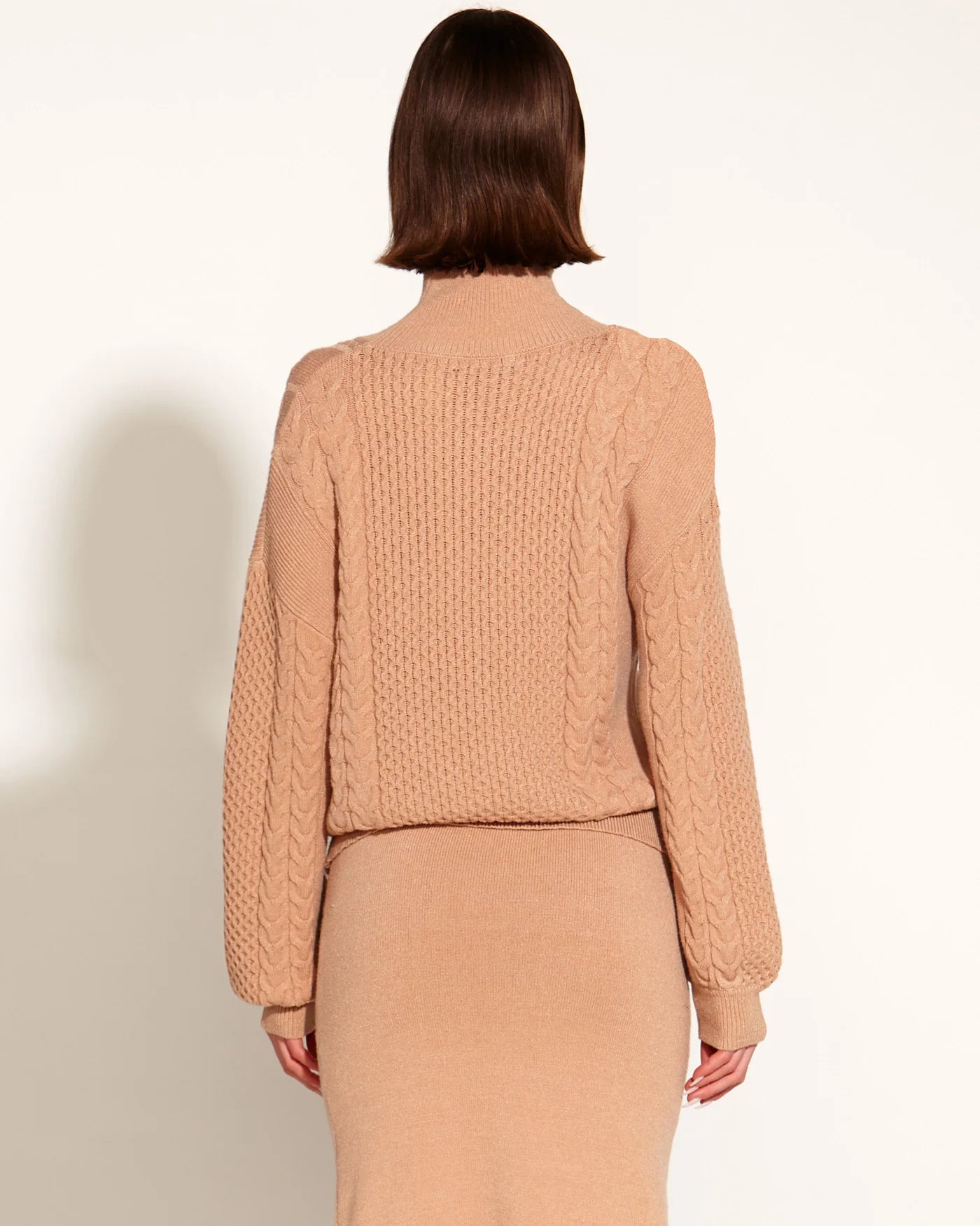 FATE+BECKER TREASURE TURTLENECK CABLE KNIT TAN