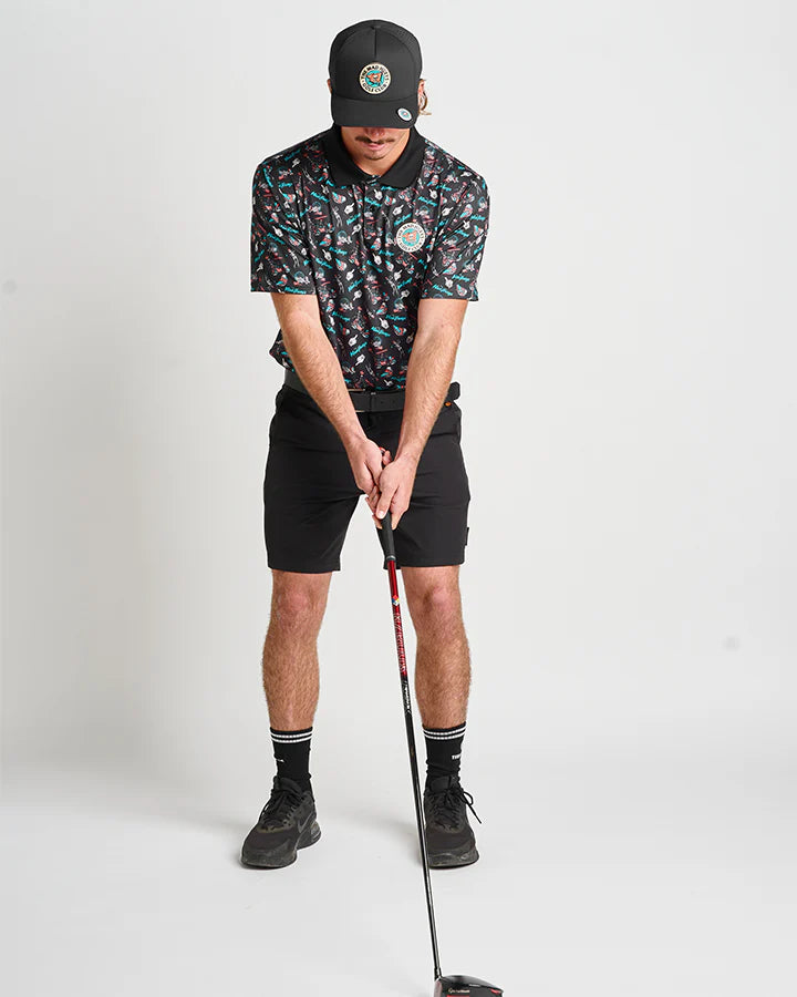 THE MAD HUEYS HUEYS GOLF SS POLO BLACK