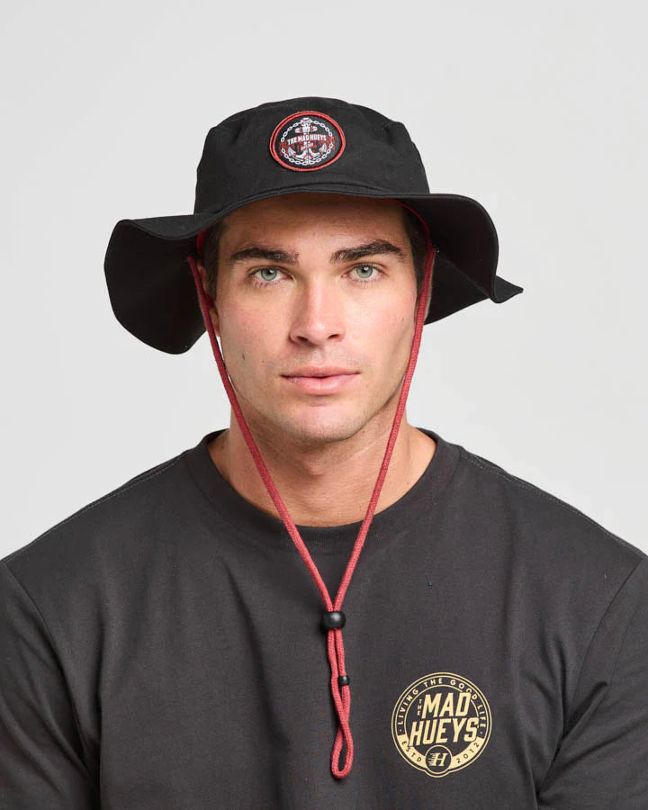 THE MAD HUEYS CHAINED ANCHOR WIDE BRIM HAT BLACK
