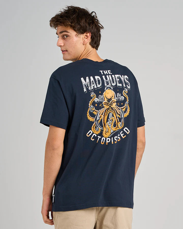 MAD HUEYS ANCHOR OCTOPISSED SS TEE NAVY