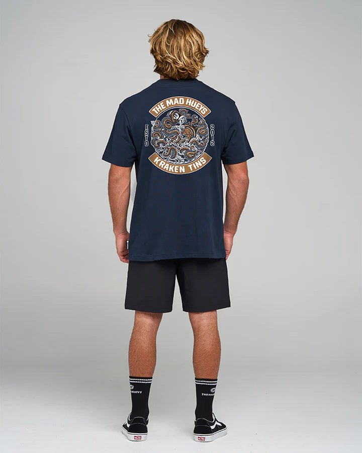 The Mad Hueys Tins Kraken Short Sleeve Tee | Navy