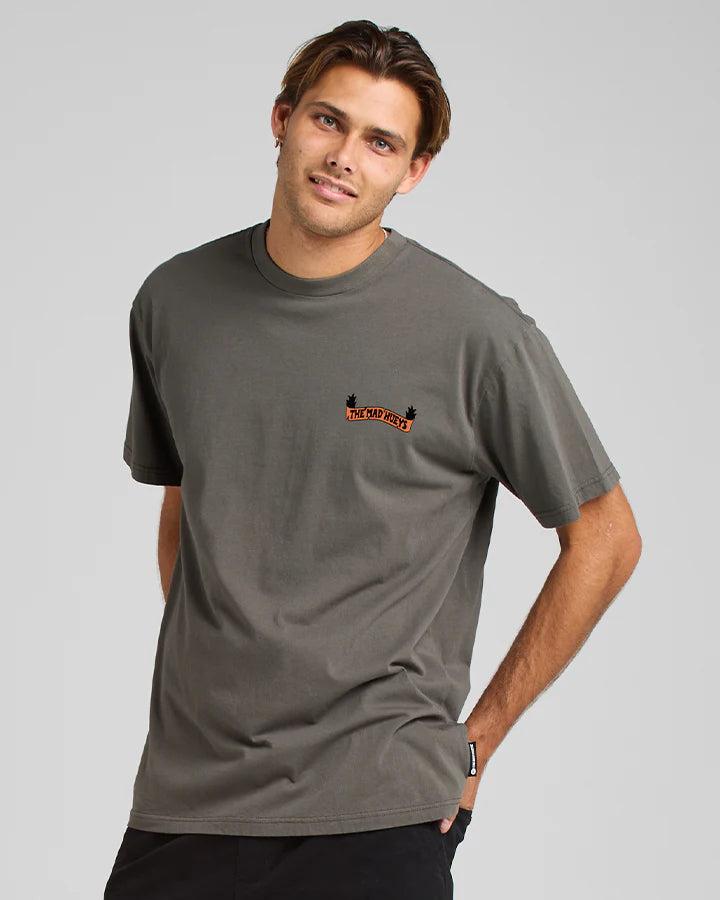 THE MAD HUEYS SMOKED SALMON OVERSIZED SS TEE CHARCOAL