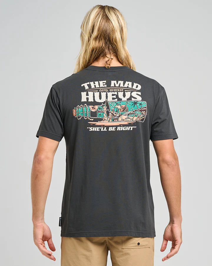 THE MAD HUEYS SHE'LL BE RIGHT SS TEE VINTAGE BLACK