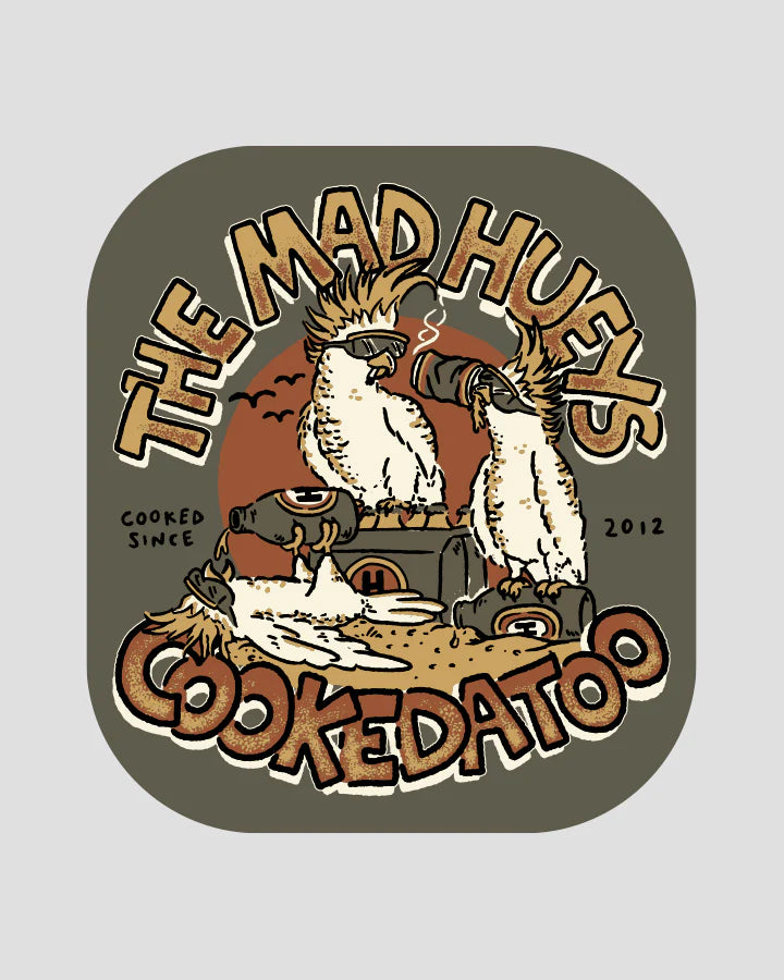 THE MAD HUEYS COOKEDATOO TRIO STICKER OLIVE