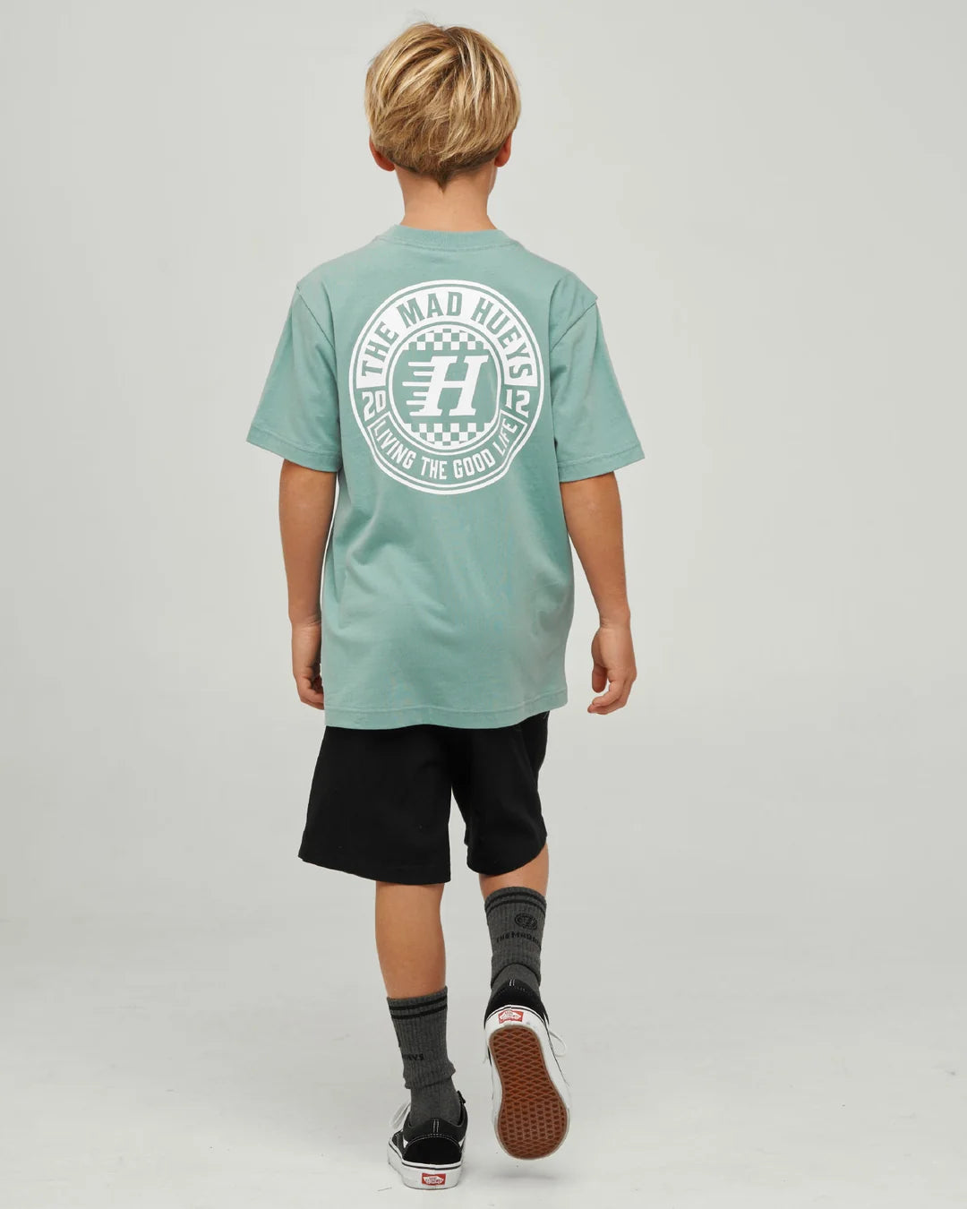 The Mad Hueys Checker Hueys Youth Short Sleeve Tee | Seafoam