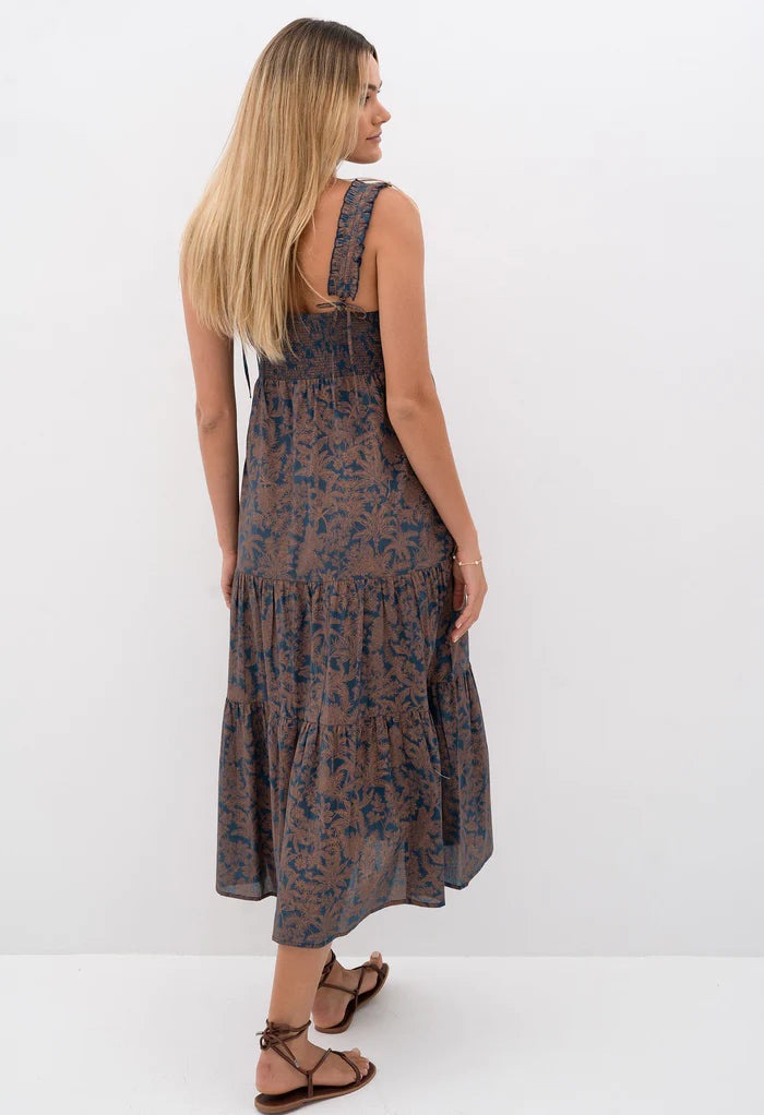 HUMIDITY VACAY ELYSIAN DRESS TAN PRINT