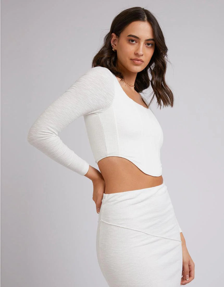JORGE EDEN LONGSLEEVE CORSET TOP WHITE