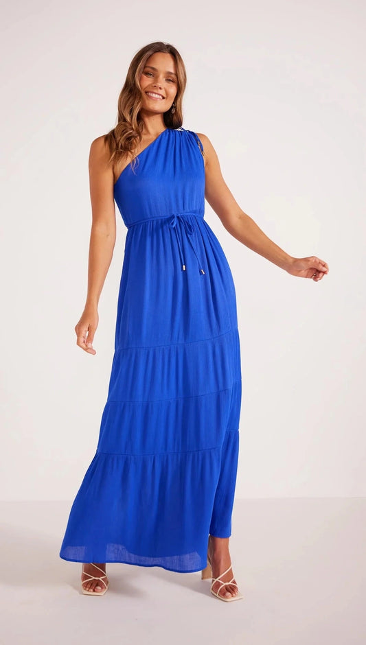 MINKPINK KAMEO ONE SHOULDER MAXI DRESS COBALT