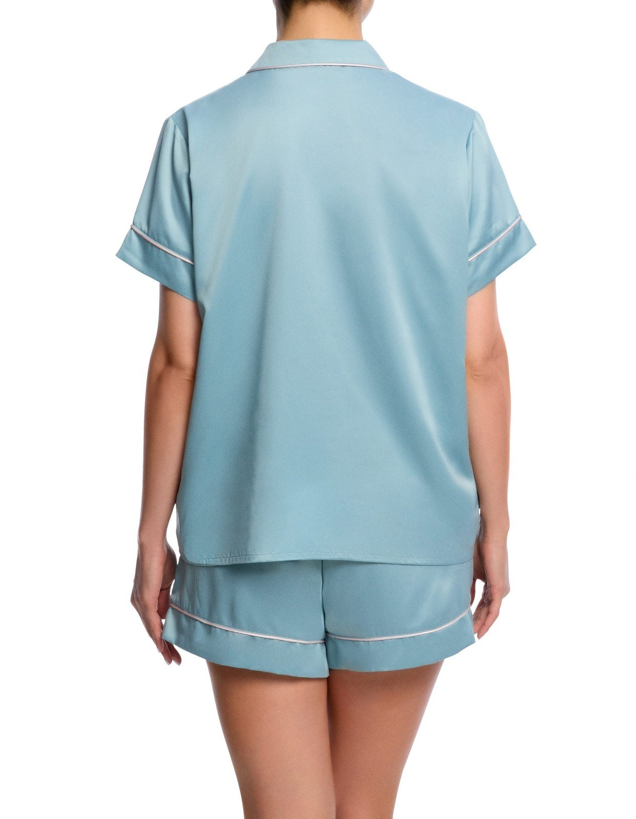 SAINTED SISTERS PRINTED SATIN S/S PJS DUCK EGG BLUE