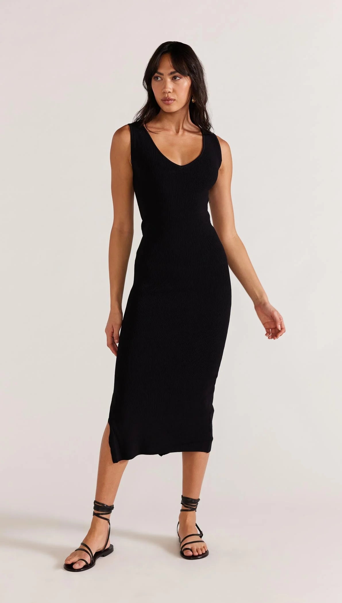 STAPLE THE LABEL LEXIE REVERSIBLE MIDI DRESS BLACK