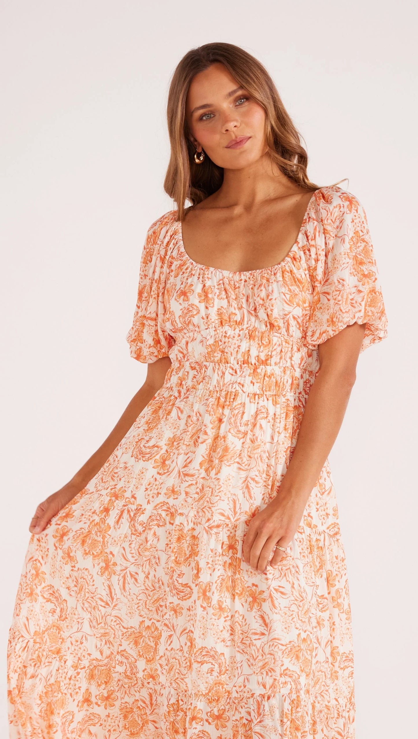 MINK PINK MALIA MIDI DRESS WHITE/CORAL