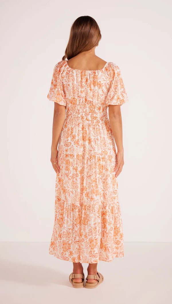 MINK PINK MALIA MIDI DRESS WHITE/CORAL