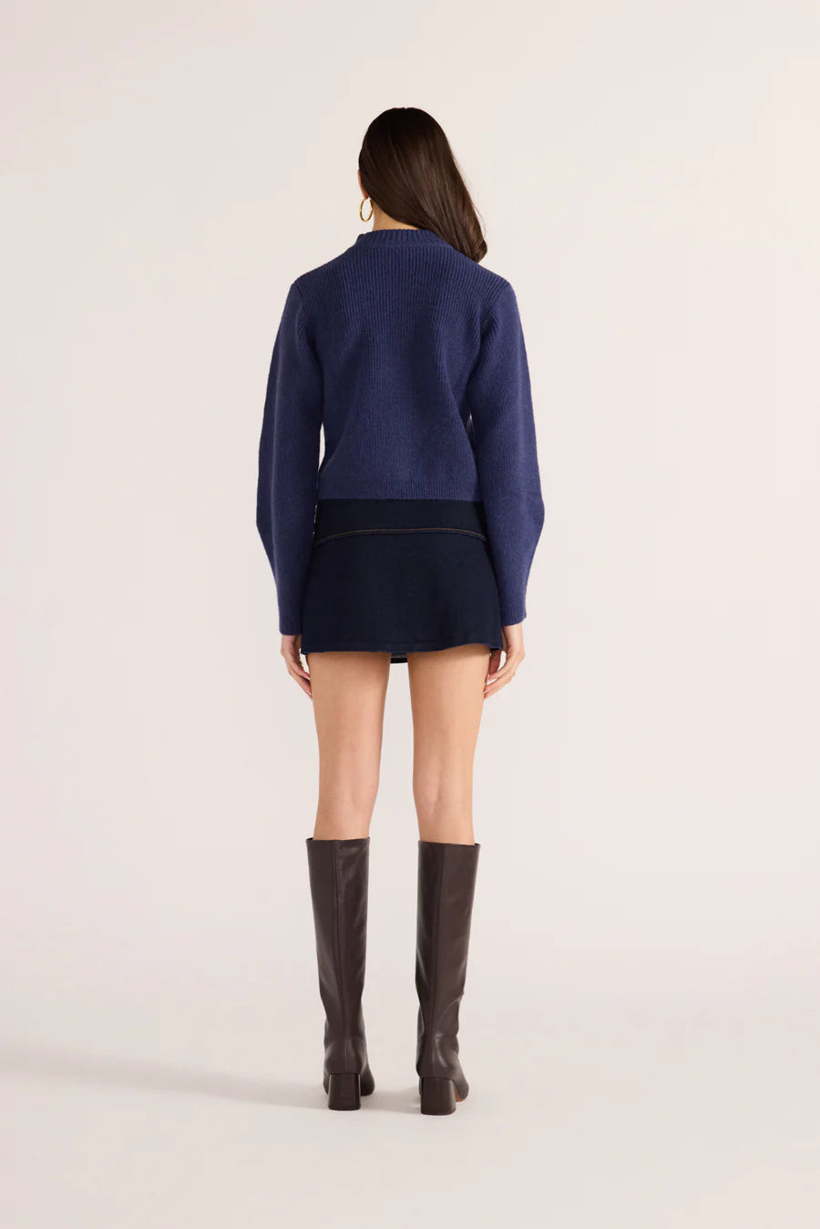 MINKPINK JENNIFER MOCK NECK KNIT JUMPER NAVY