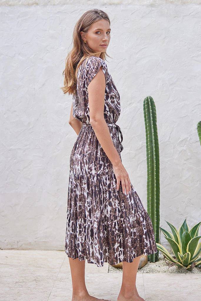 BUDDHA WEAR NAILAH MIDI DRESS LEOPARD