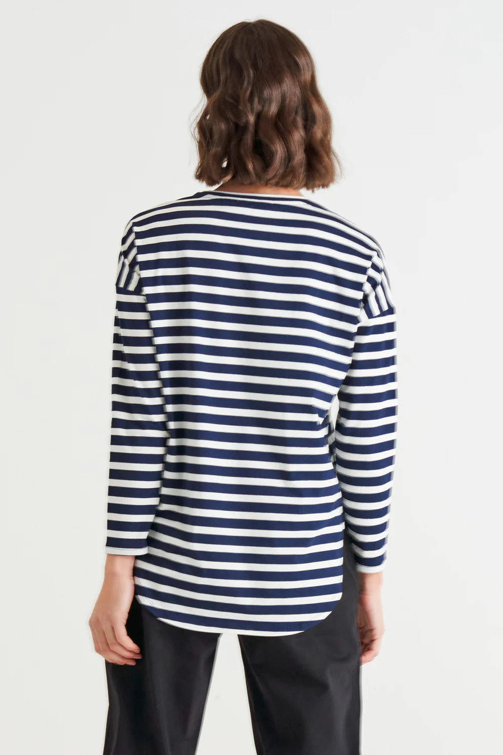 BETTY BASICS JESSIE LONG SLEEVE TEE BLUE STRIPE
