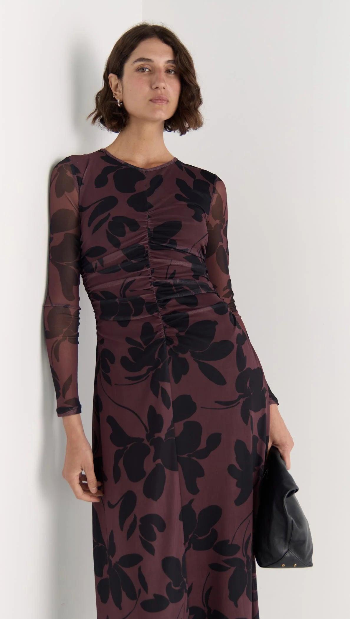 STAPLE THE LABEL OLINA MESH MAXI DRESS ABSTRACT FLORAL