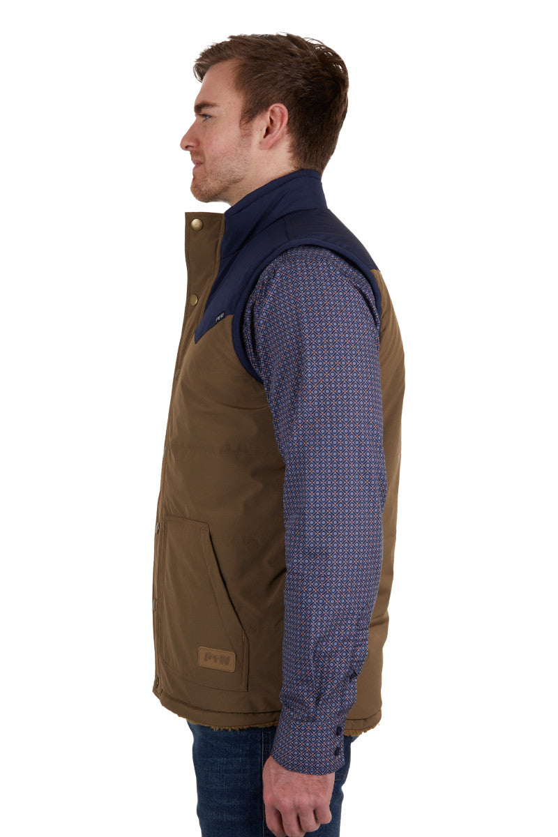 PURE WESTERN MARTIN REVERSIBLE VEST TAN/NAVY